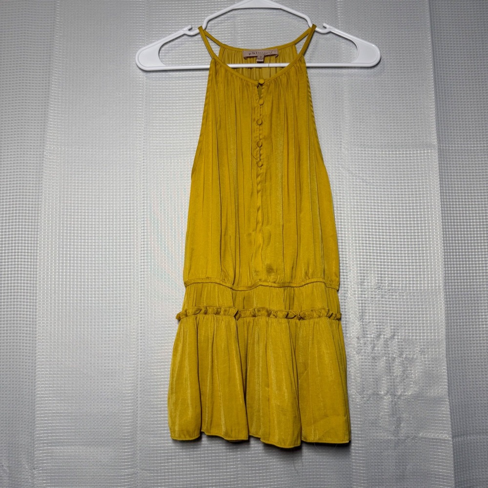Philosophy Republic Clothing Halter‎ Top Medium Mustard Yellow Ruffle Hem